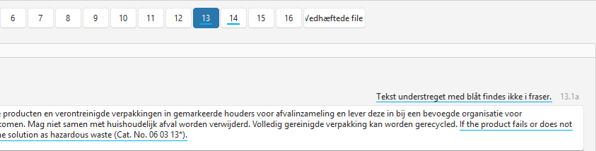 Uoversat blå tekst