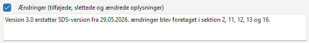 Ændringer i afsnit