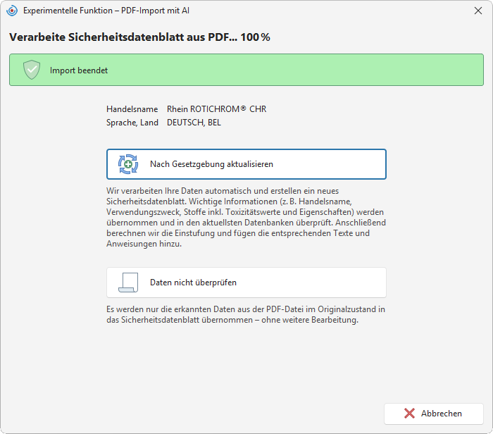 Auswahl der Datenverarbeitung