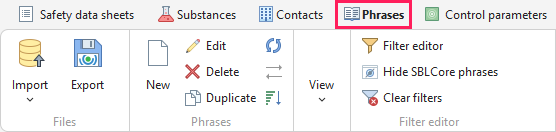 Phrases tab