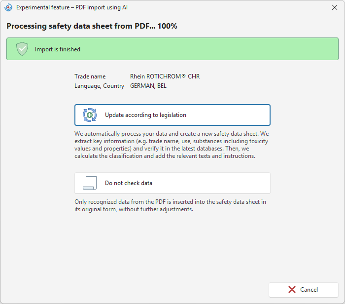Data processing selection