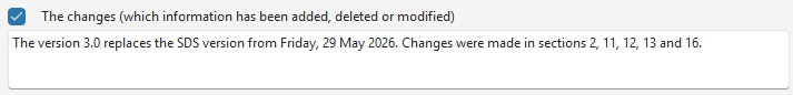 Changes in sections