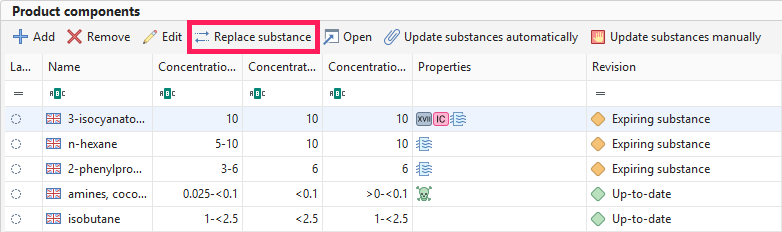 Replace substance