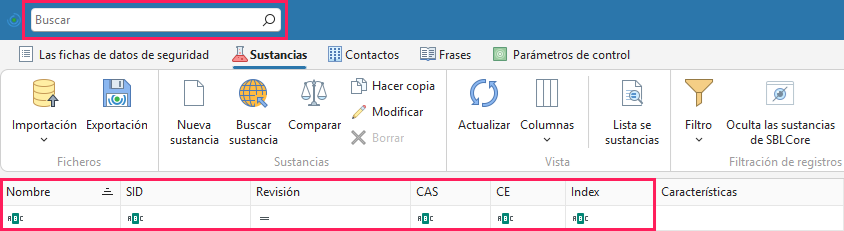 Búsqueda de una sustancia