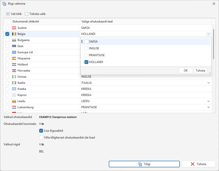 Tõlkekeelte valik