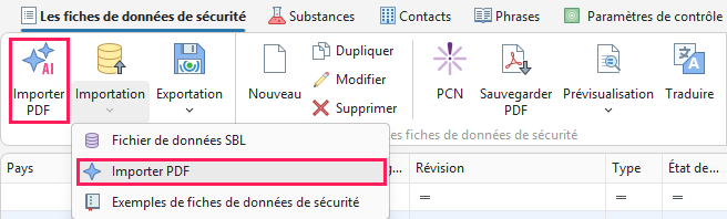 Bouton AI importation