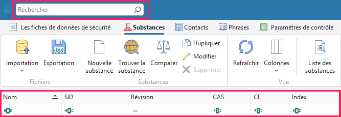 Recherche d'une substance