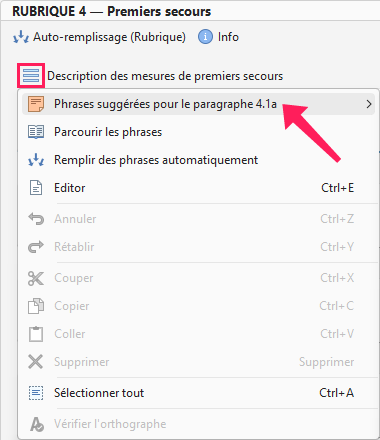 Phrases suggérées