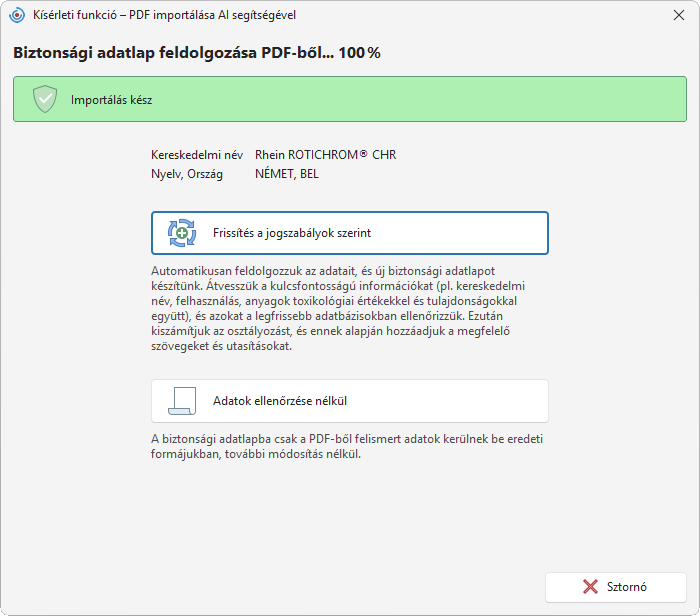 Adatfeldolgozási mód kiválasztása