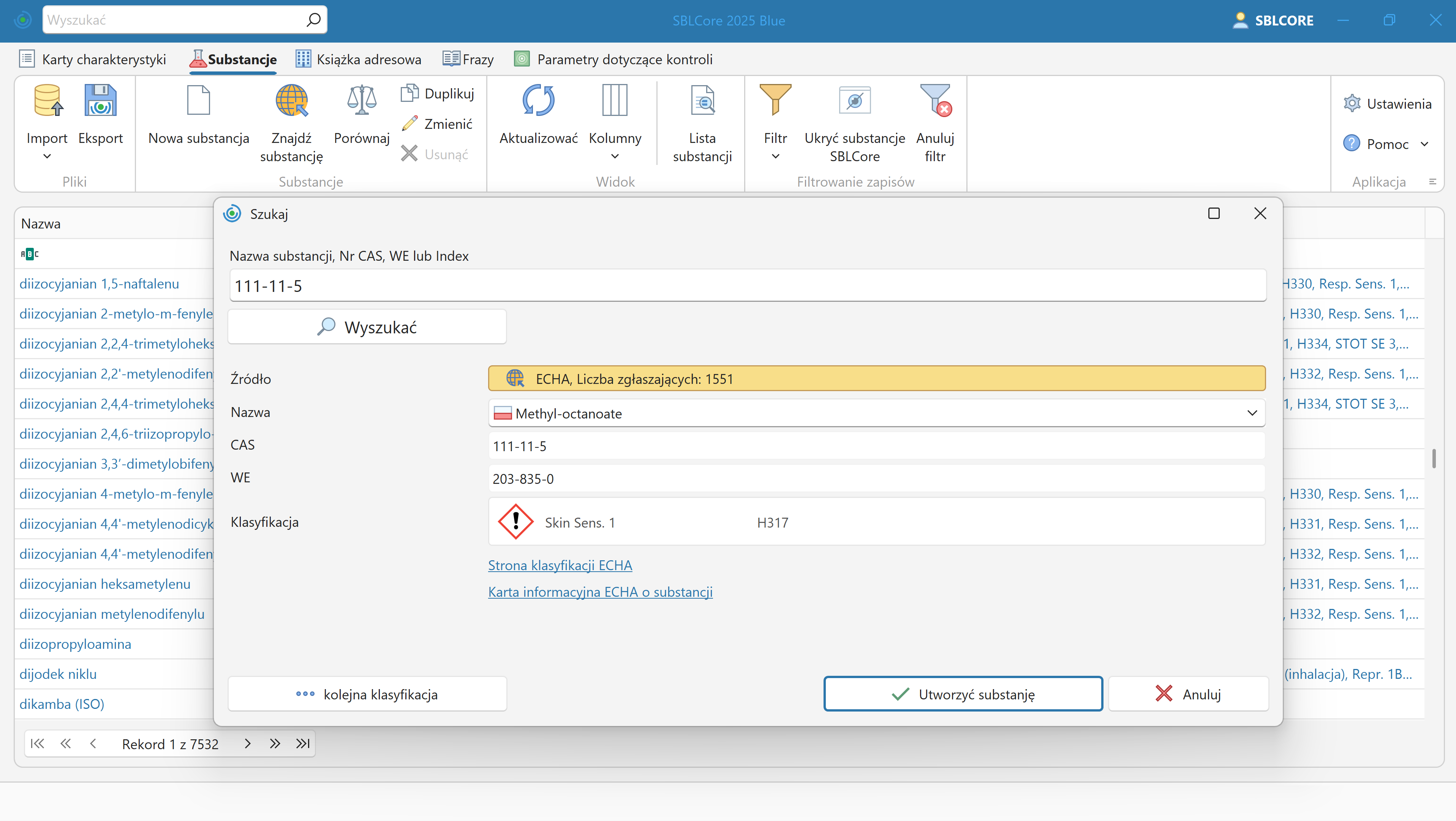 Import substancji z ECHA