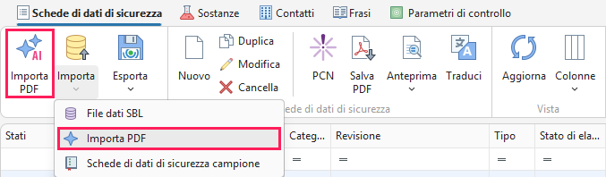 Pulsante AI import
