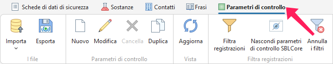Parametri di controllo