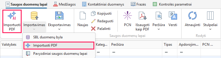 AI import mygtukas