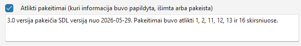 Skirsnių pakeitimai