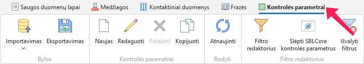 Kontrolės parametrai