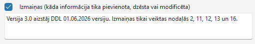 Izmaiņas iedaļās