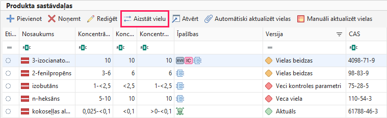 Aizstāt vielu