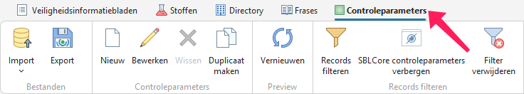 Controleparameters