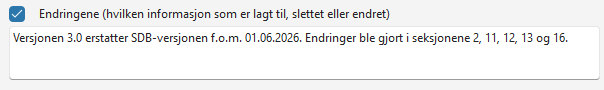 Endringer i avsnitt