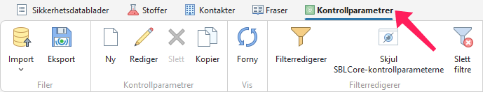 Kontrollparametrer
