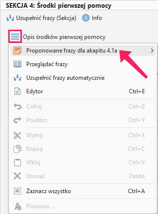 Proponowane zwroty
