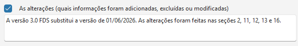 Alterações nas secções