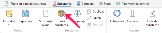 Căutarea unei substanțe pe ECHA