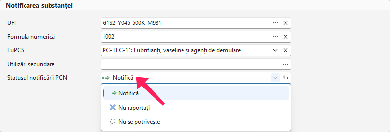 Statusul notificării