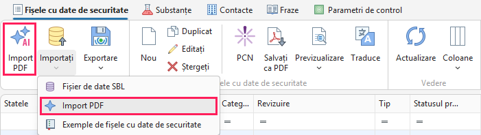 Butonul AI import