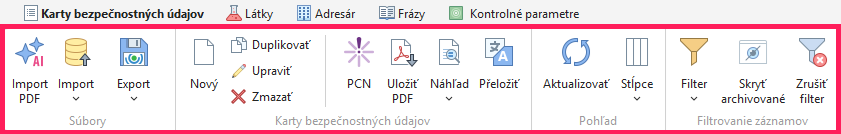 Panel s nástrojmi
