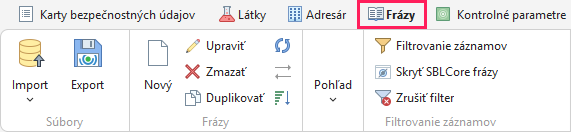 Záložka Frázy