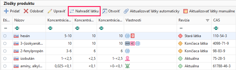 Nahradiť látku