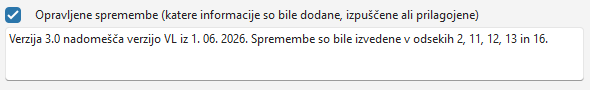Spremembe v oddelkih