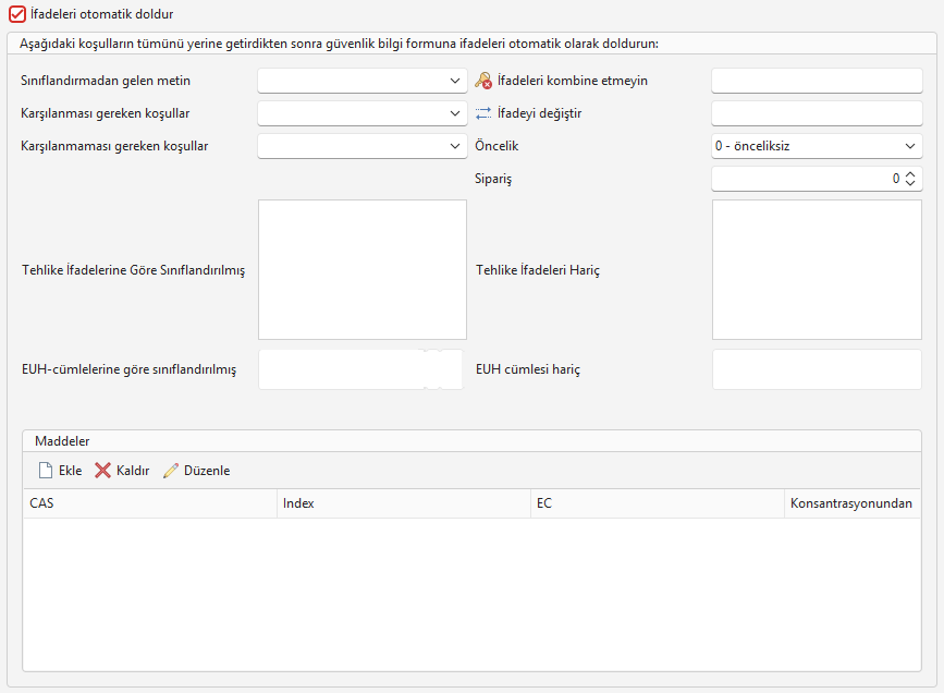 İfadenin otomatik kullanımı için kurallar