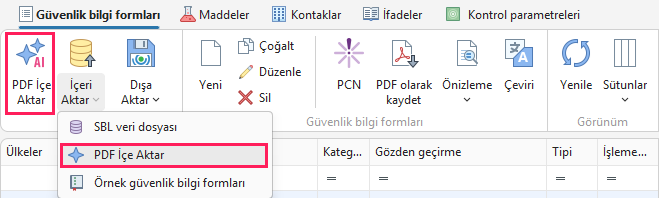 AI İçe Aktar düğmesi